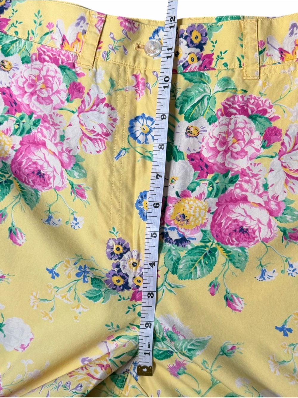 Lauren Ralph Lauren Vintage Yellow Floral Cropped Pants size 8 - Picture 10 of 12